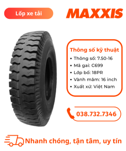 Lốp Maxxis 7.50-16 C699 (gai ngang)